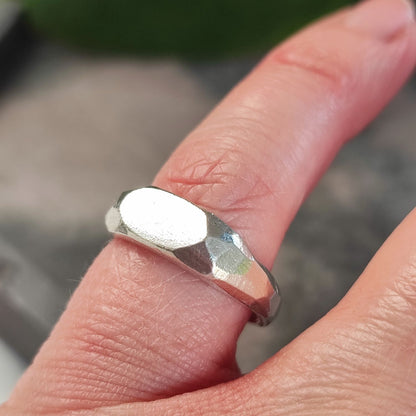 Silver chunky faceted ring