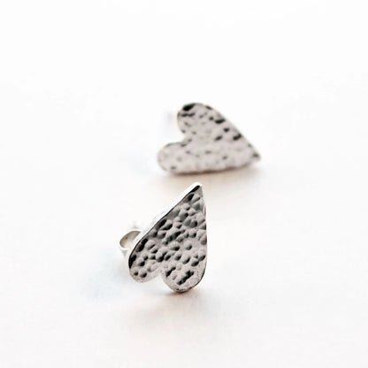 Hammered Heart Stud Earrings