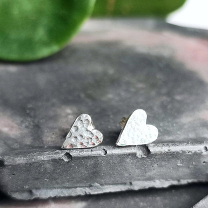 Hammered Heart Stud Earrings